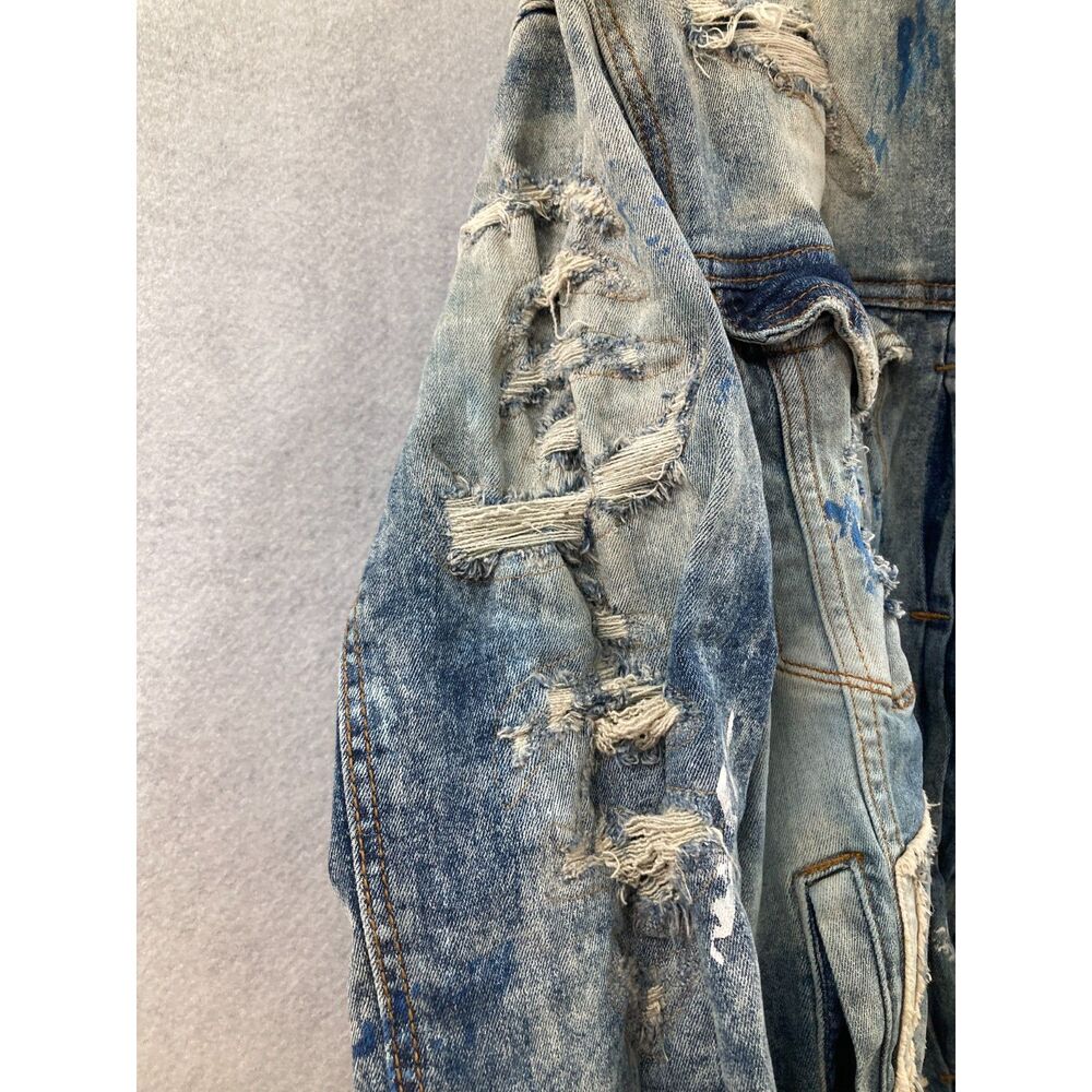 Jordan Craig Legacy Edition Men's X-Large Distressed Denim Jacket Blue Ripped - Picture 9 of 11